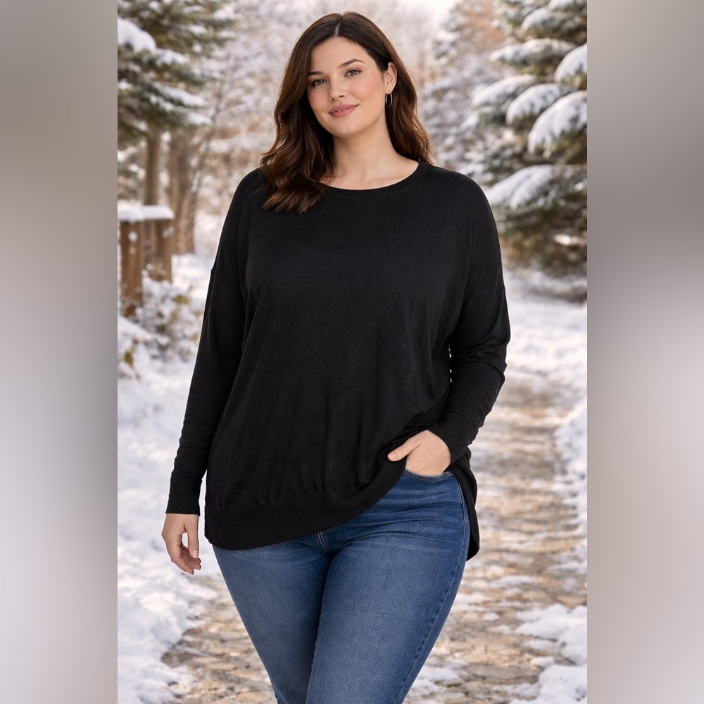 NWT Lane Bryant Black Drop Sleeve Hi-Low Sweater Size 1X (14/16)